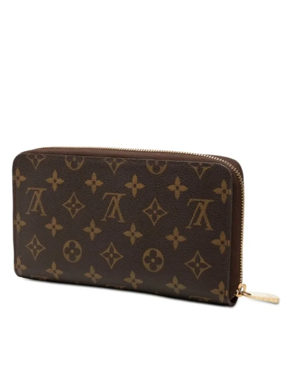 Louis Vuitton Monogram Zippy Organizer Zip Around Wallet Brown Leather